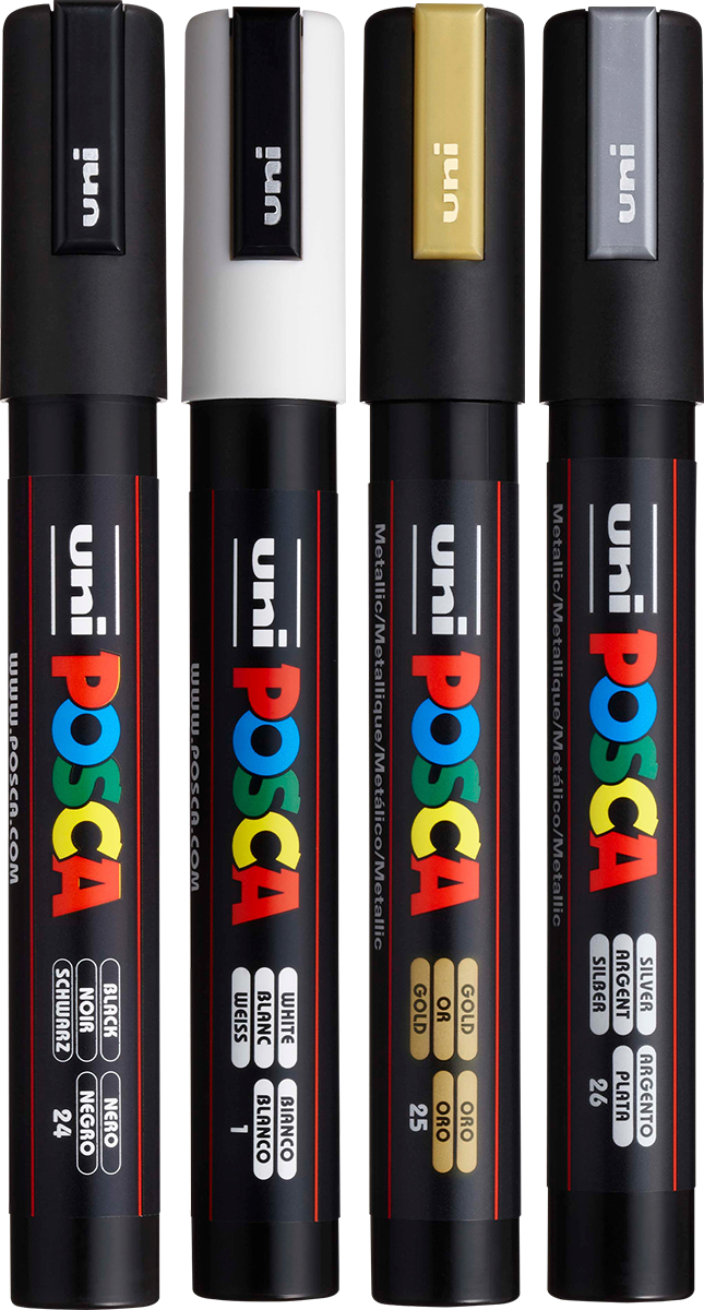 POSCA 4 Piece Metallic Marker Set with Bag 4