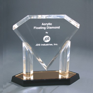 10 Inch Gold Floating Diamond Acrylic Trophy 1
