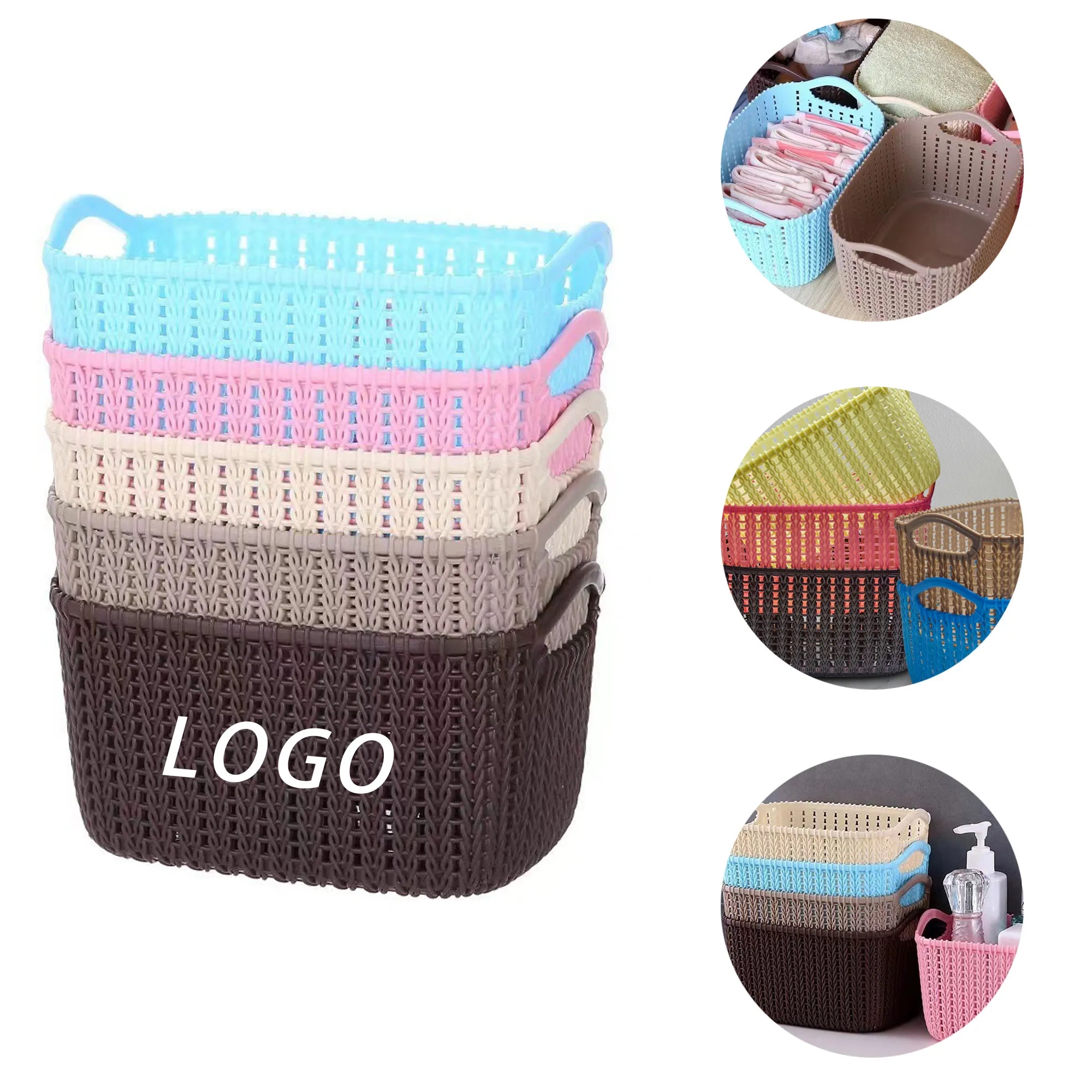Rattan-Style Storage Basket With Logo For Storage And Organi
