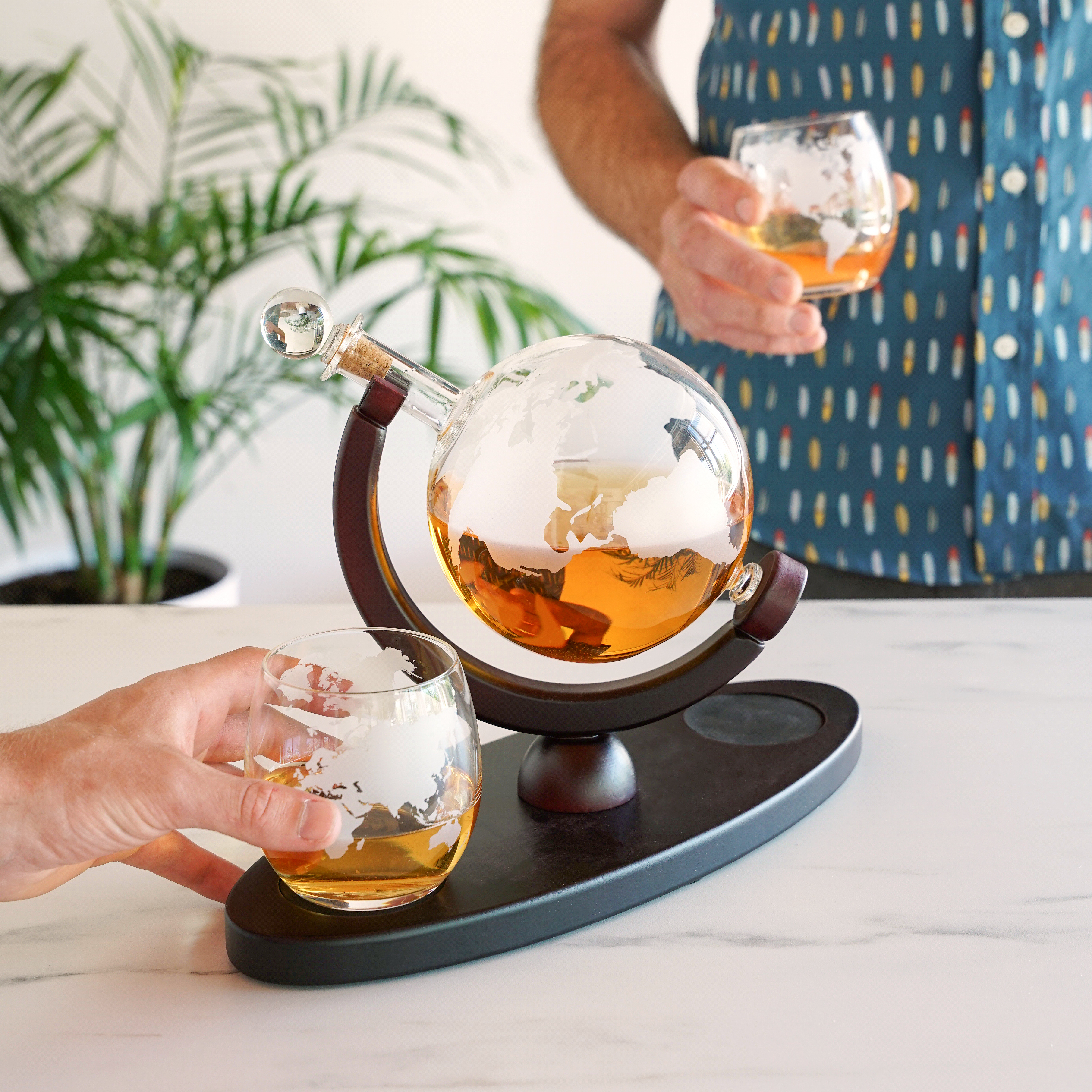 Viski® Globe Decanter & Whiskey Tumblers Set 2