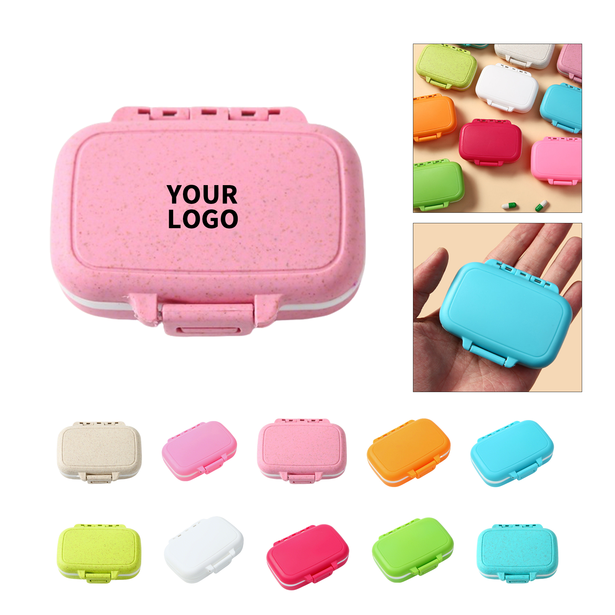 ABS PP Daily Pill Box With Removable Divider 3.15" x 2.48" x 1" 3