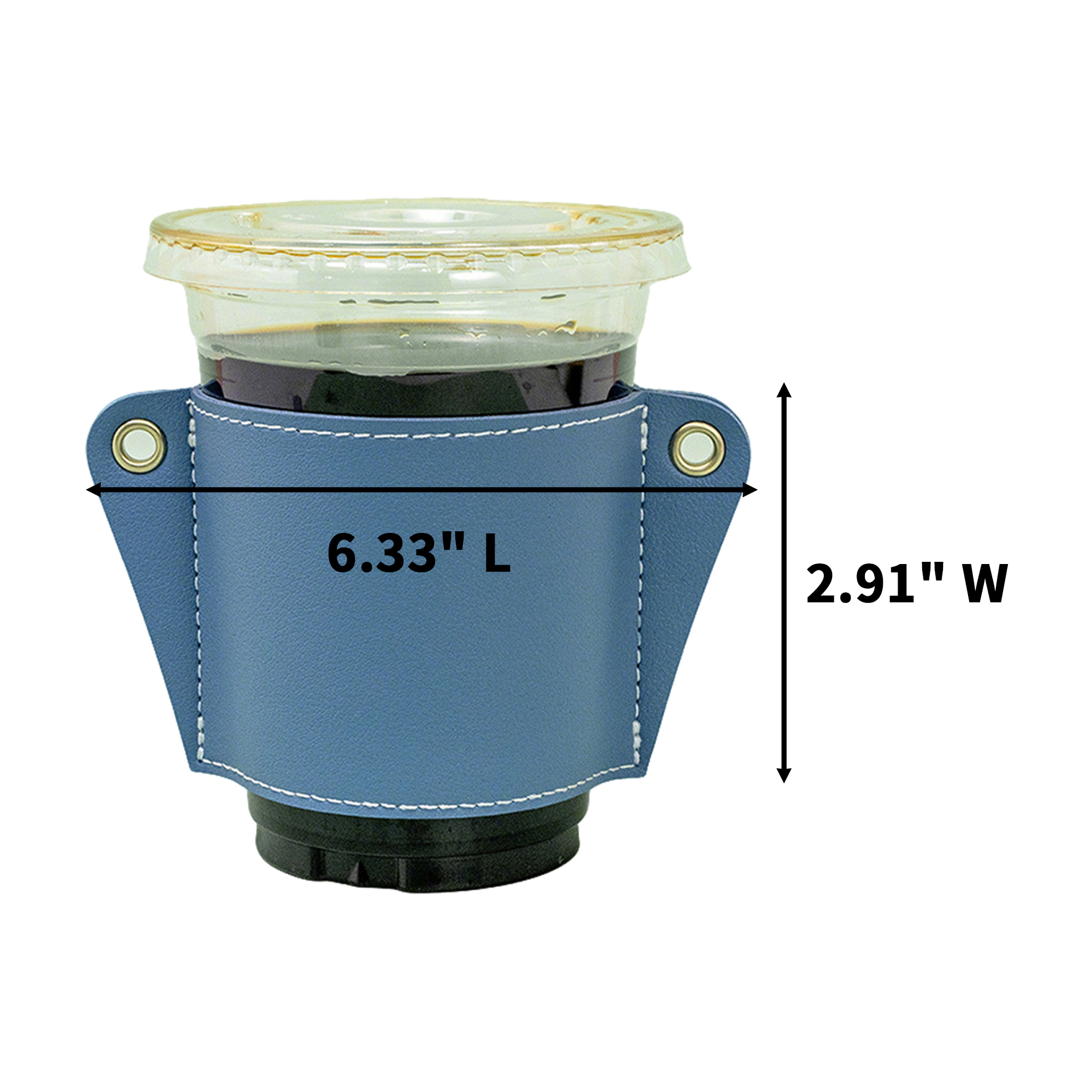 PU Leather Portable Cup Holder 3.15" Top Diameter x 2.95" Bottom Diameter x 2.83" Height 3