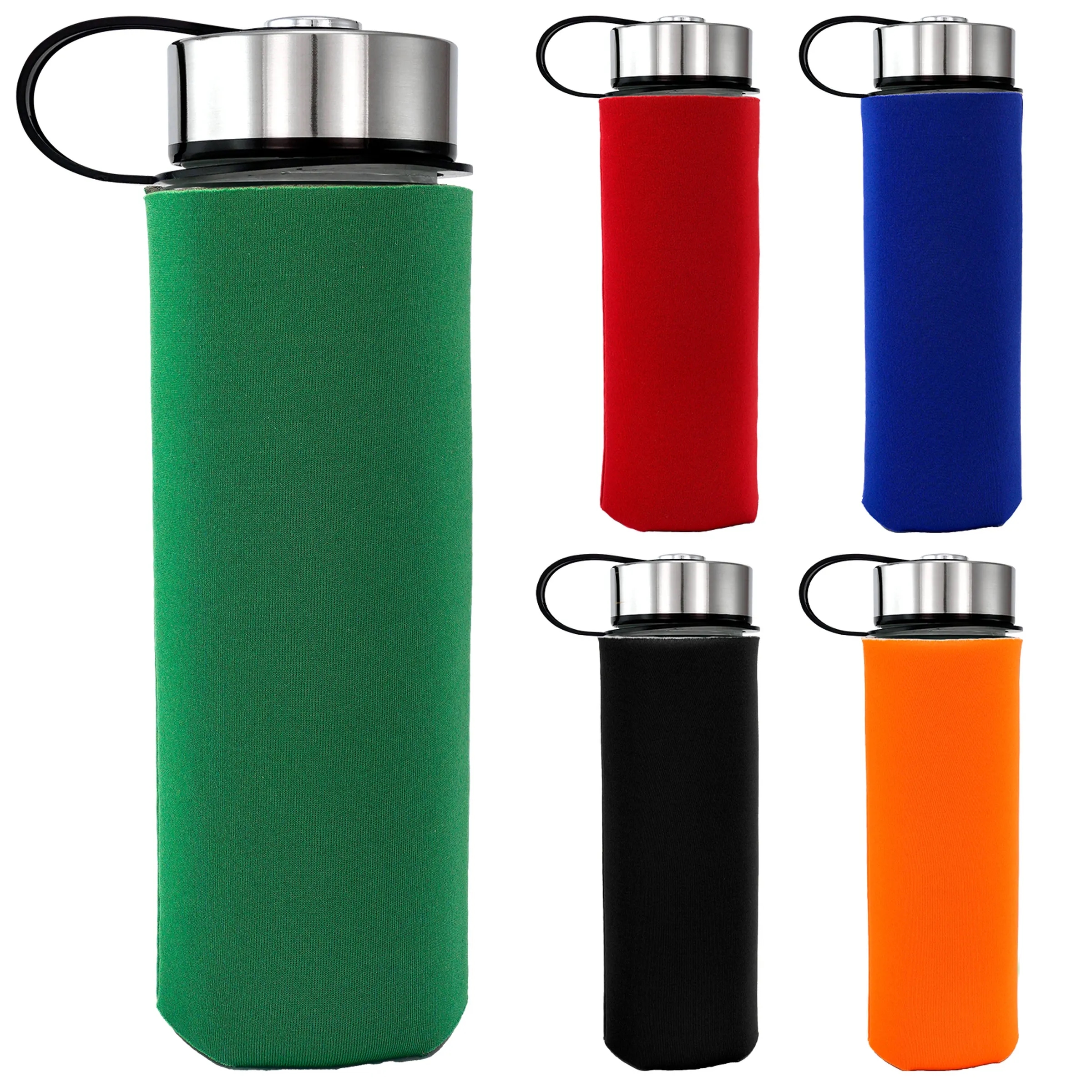 Metal Lanyard Lid 22 oz. Frosted Glass Sleeve Bottle 10
