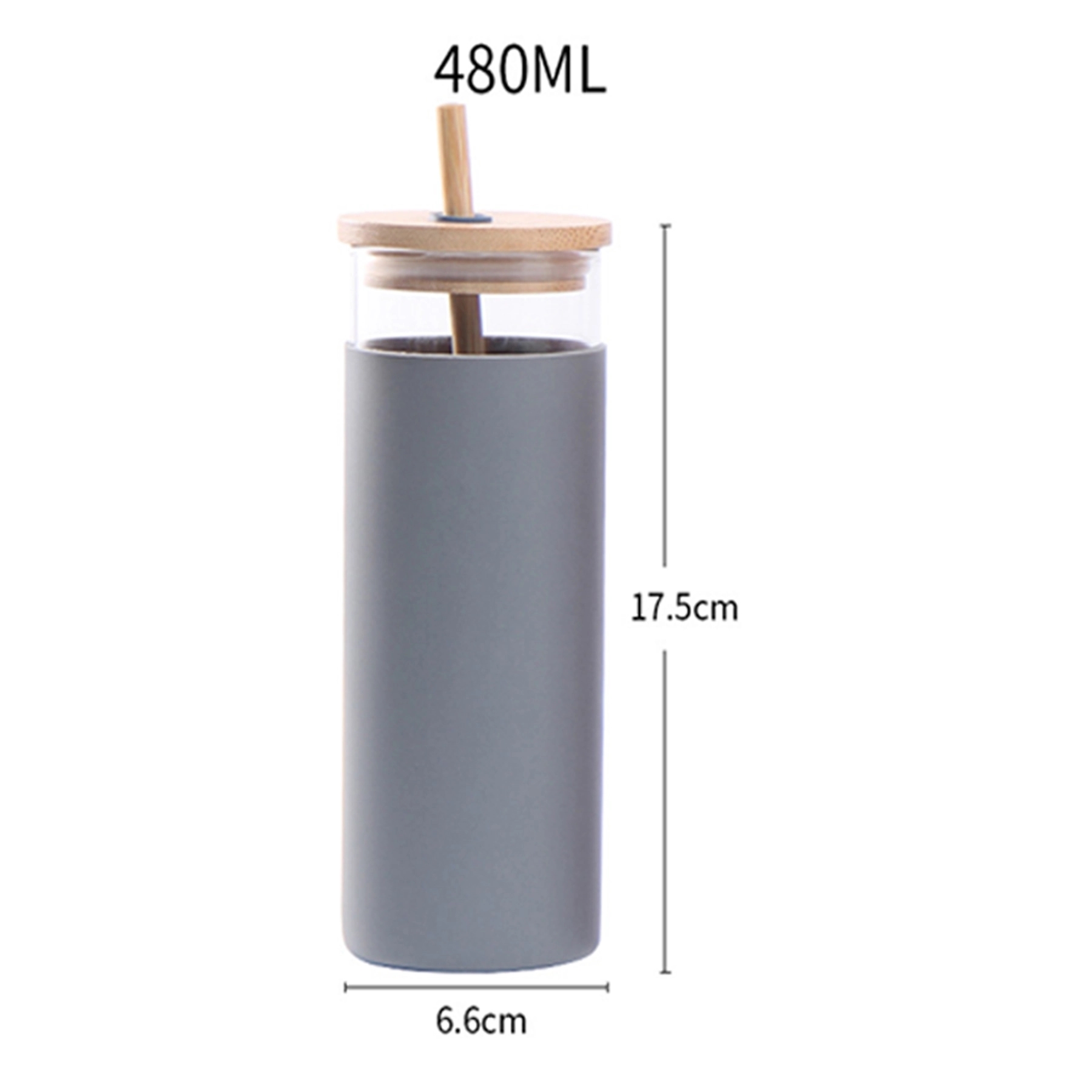16oz Glass Tumbler With Bamboo Lid & Straw 2
