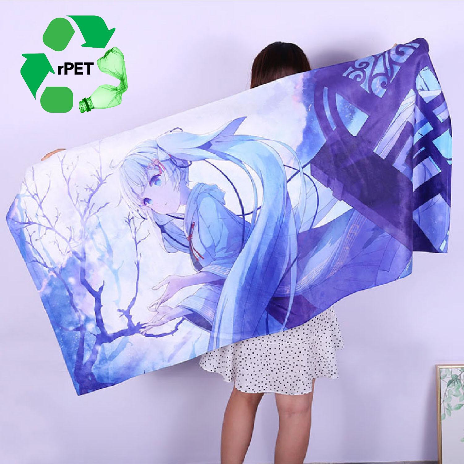 30"x 60" Eco-friendly rPET Sublimated Microfiber Sand Proof Beach Towel 1