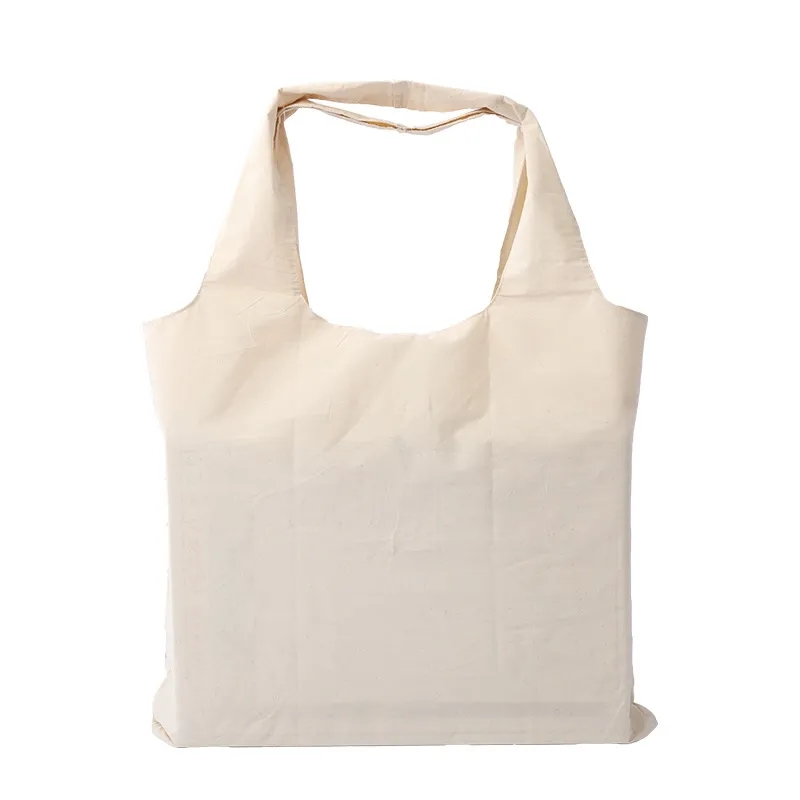Folding Cotton Canvas Large-Capacity Supermarket Handbag, custom tote bag with logo imprint 3