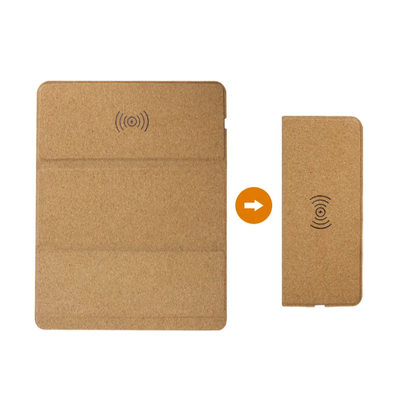 Eco-friendly Cork mouse pad with wireless charger foldable 4