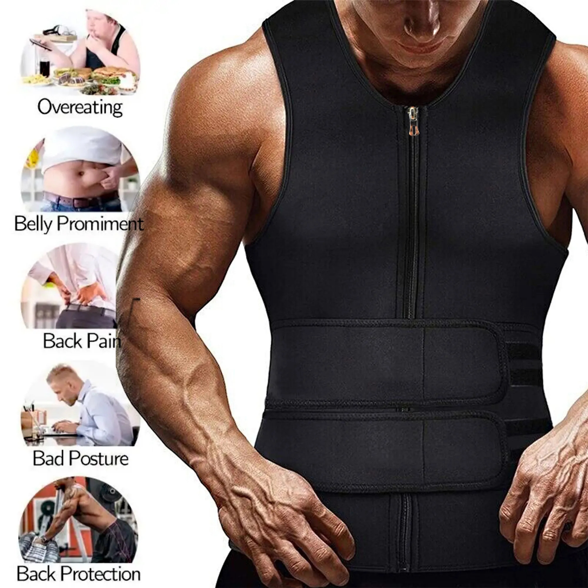 Men's Double Waist Belt Shapewear Vest Sweat 2