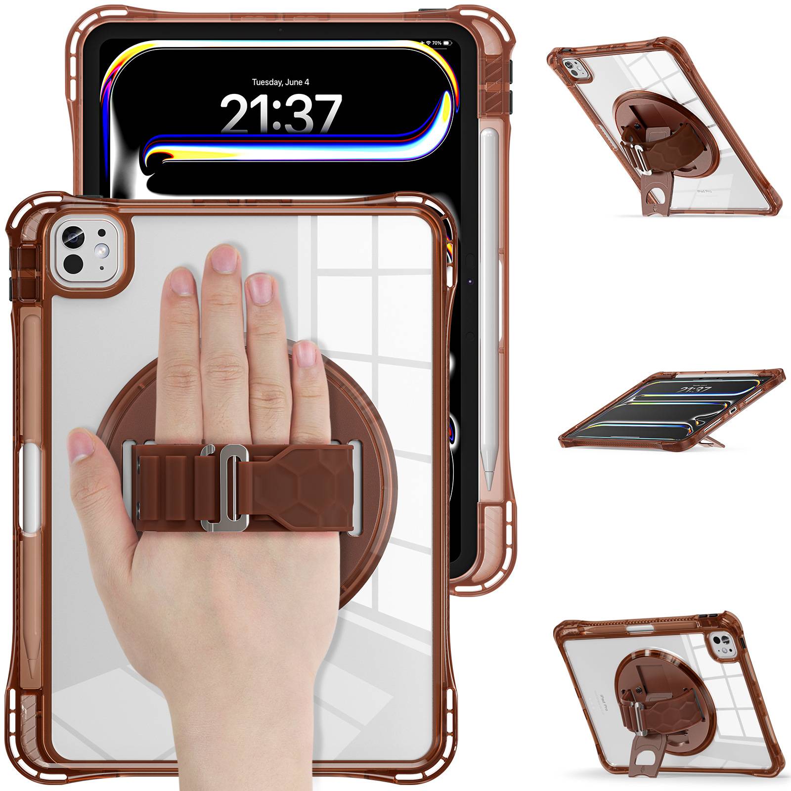 Transparent acrylic rotating stand 10.2 anti-fall case wit 3