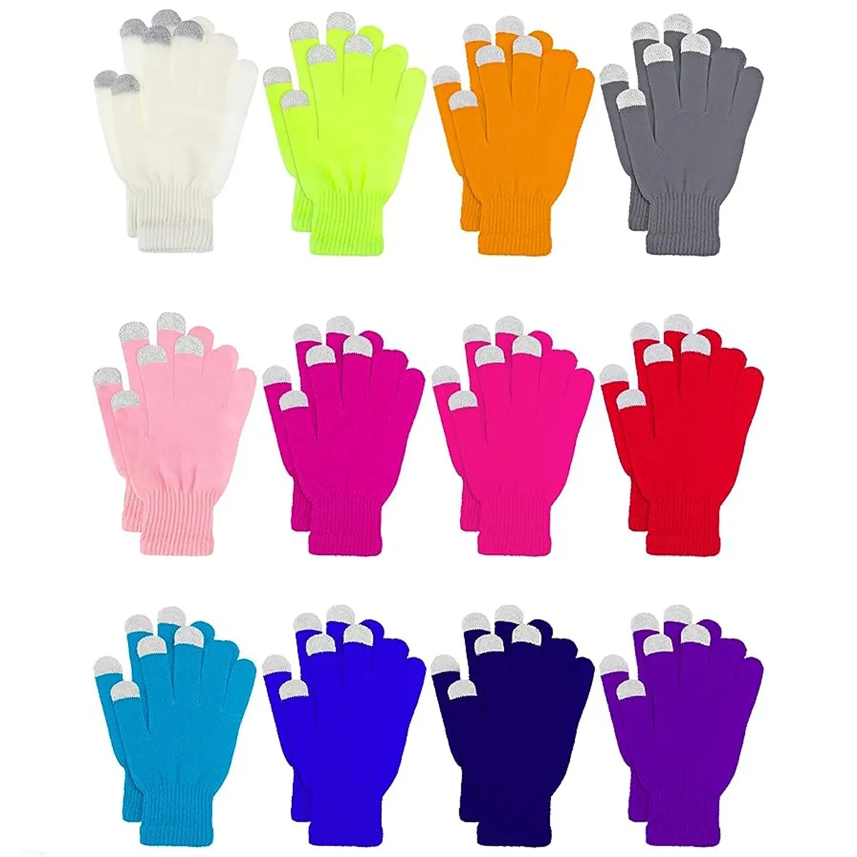 Warm Stretch Knitted Texting Touchscreen Solid Color Gloves 3