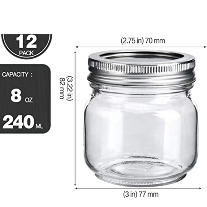 Clear 8Oz Glass Jars With Lids 5