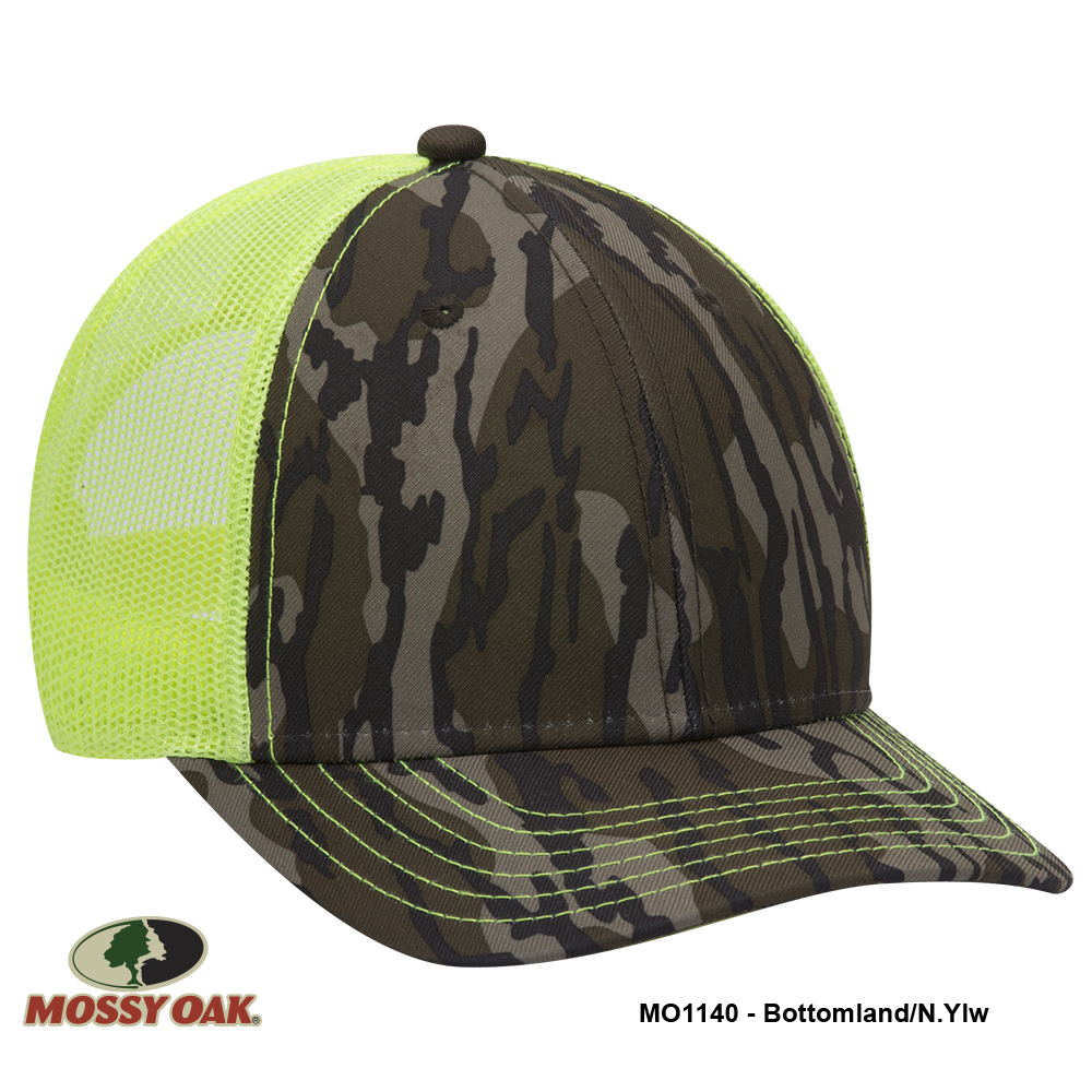 OTTO CAP Mossy Oak Camouflage Superior Polyester Twill 6 Panel Low Profile Mesh Back Baseball Cap 6