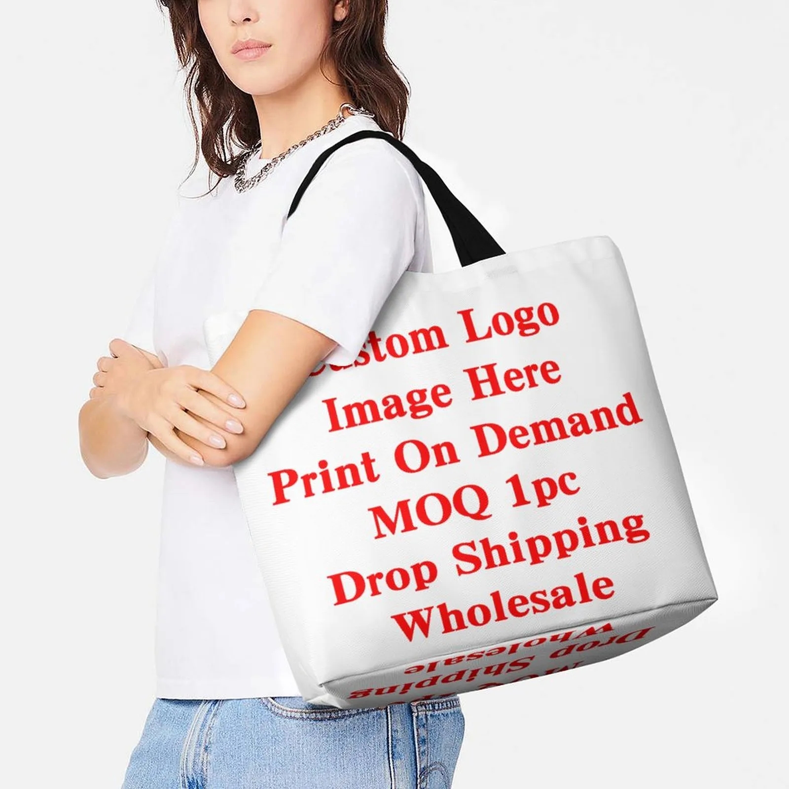 Foldable Polyester Shopping Tote Bag, custom tote bag with logo imprint 2