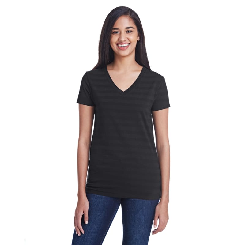 Threadfast Apparel Ladies' Invisible Stripe V-Neck T-Shirt 7