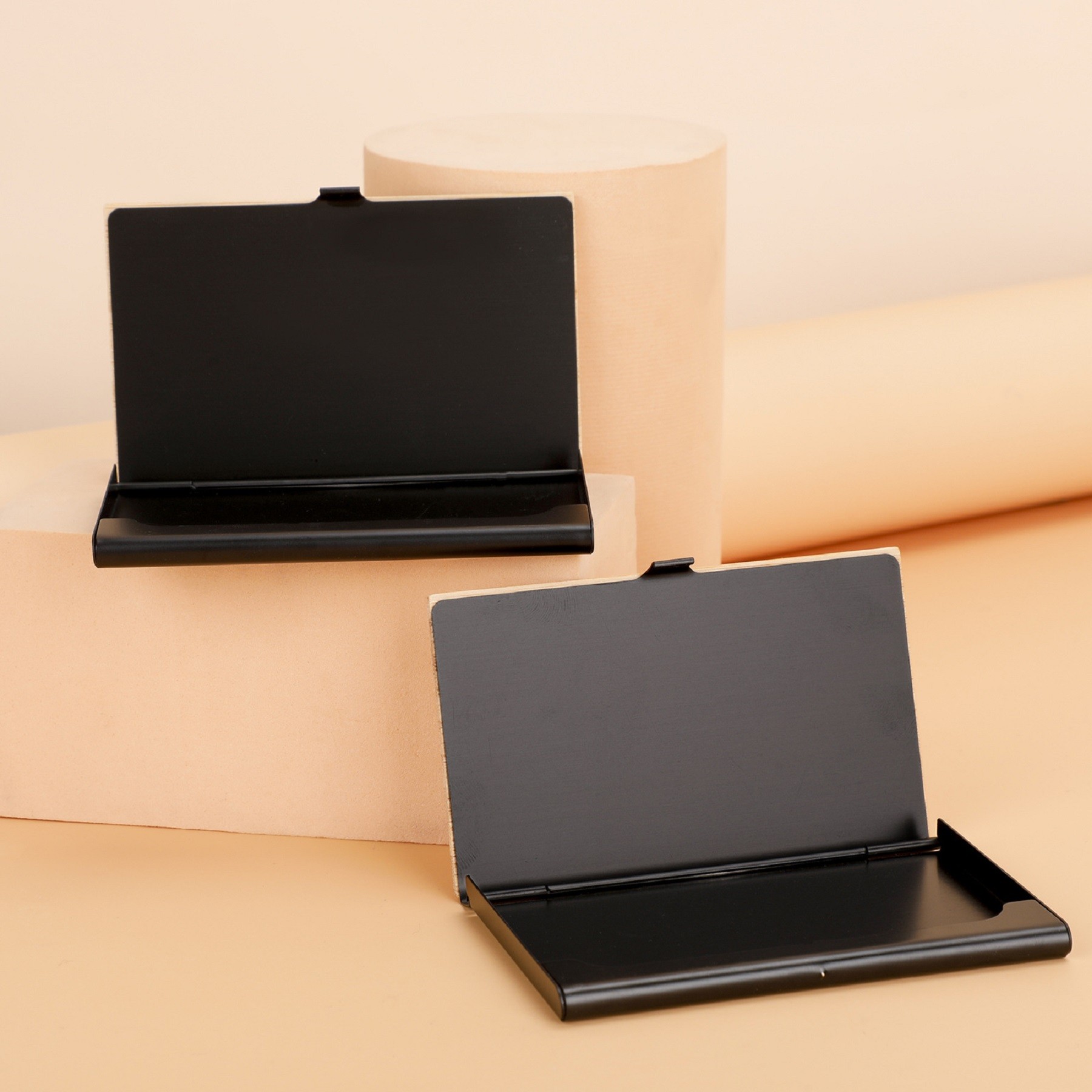 Wood Grain Metal Business Card Holder 2
