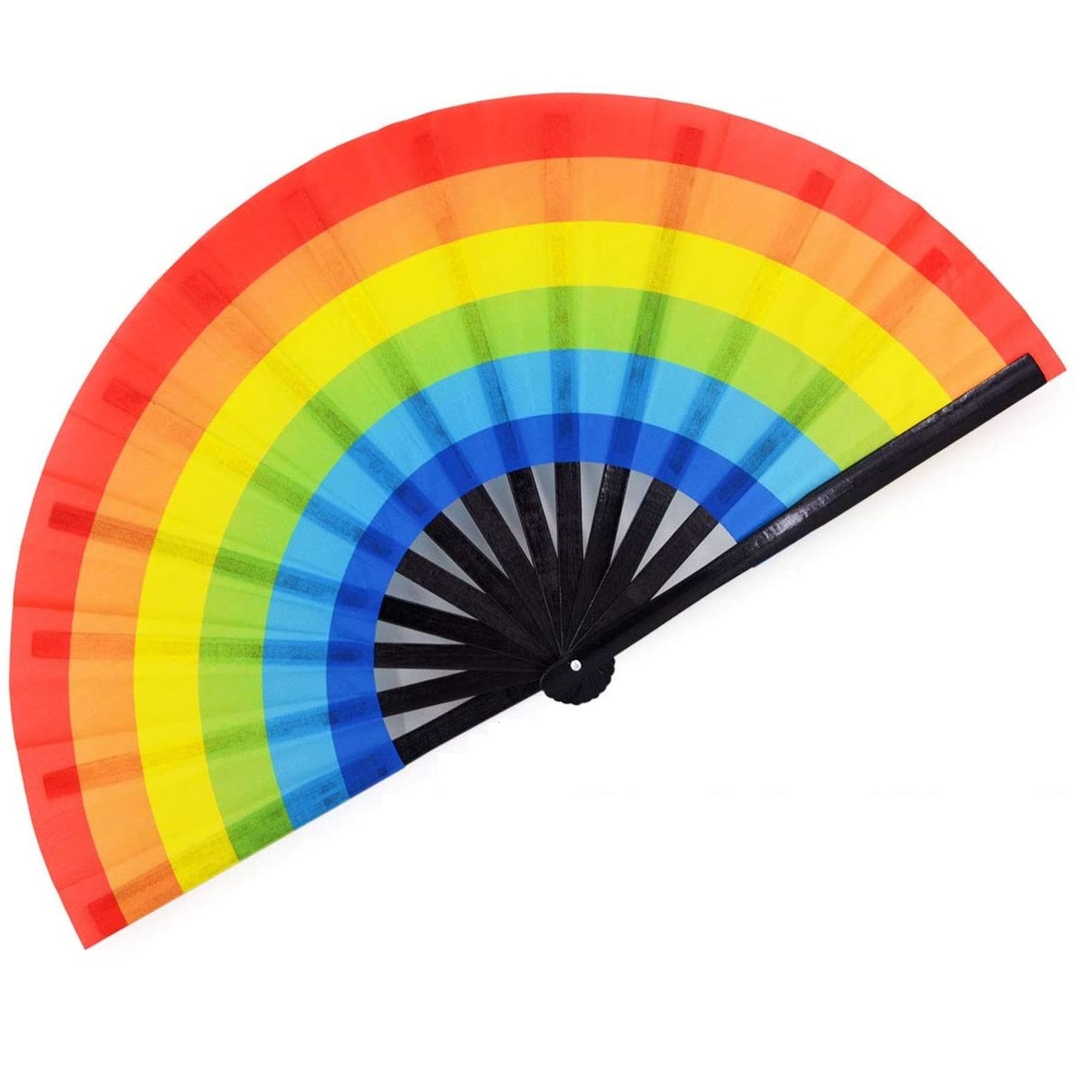 13 Inch Folding Hand Rave Bamboo Gay Pride Rainbow Fan 12