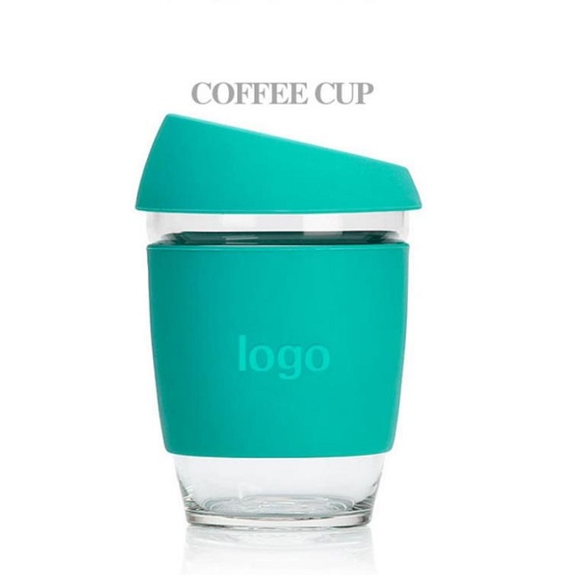 Glass Coffee Mug with Silicone Sleeve & Lid 12 oz 3