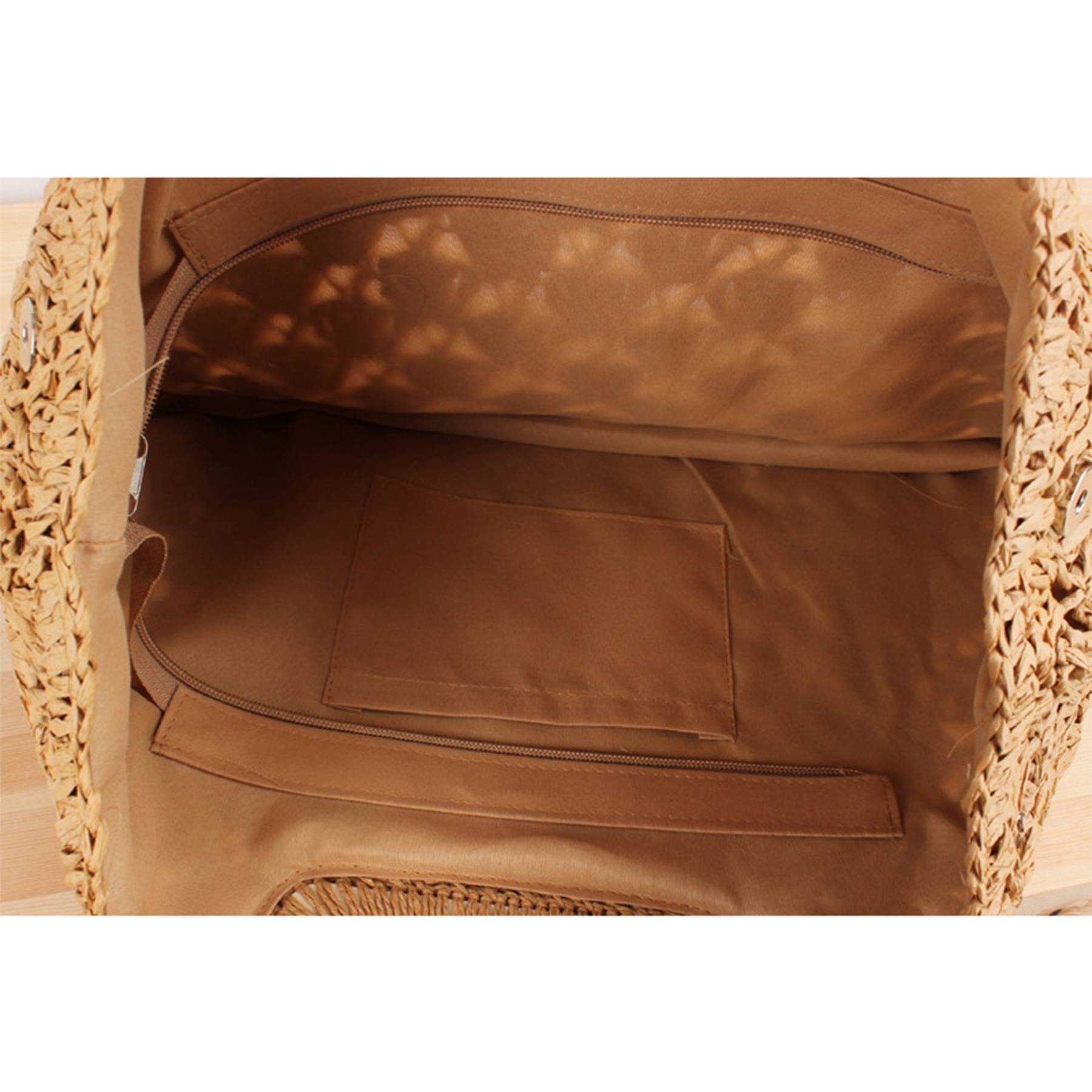 Straw Beach Handbags with Lining Pockets for Women 5