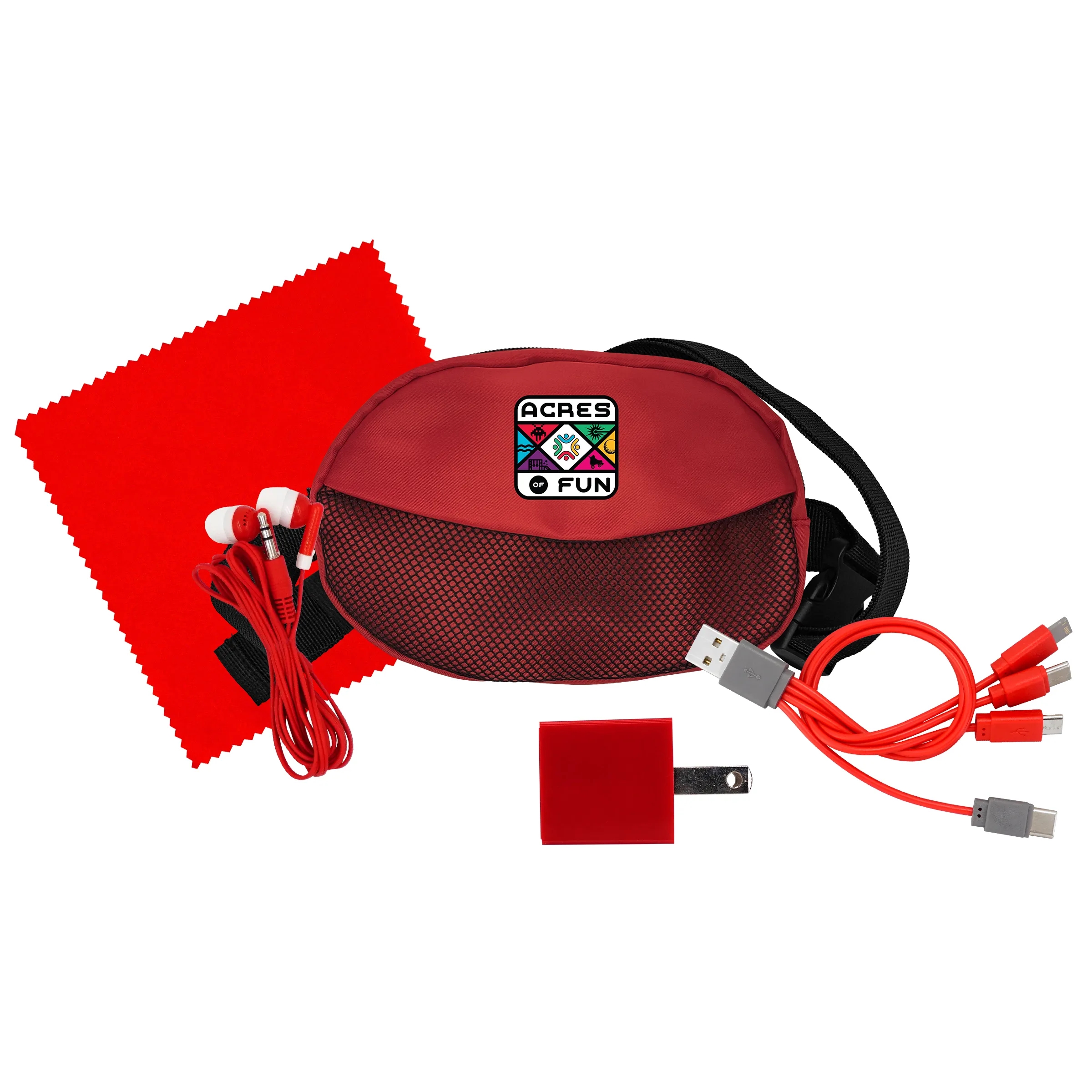 Sporty Charging Ear Bud and Cloth Travel Set 3