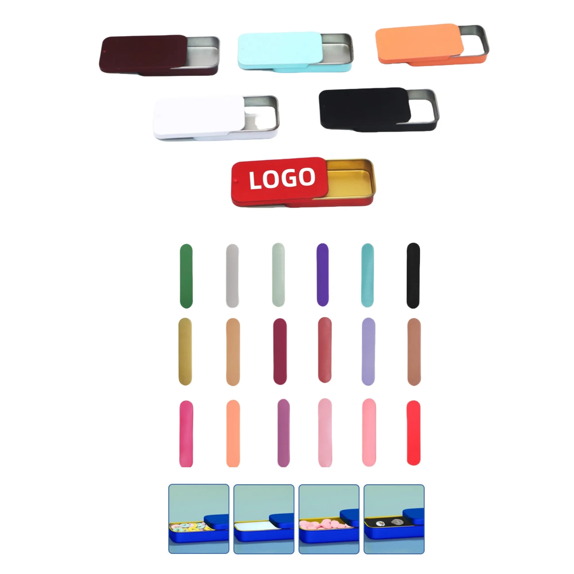Color Tinplate Sliding Lid Storage Box 2
