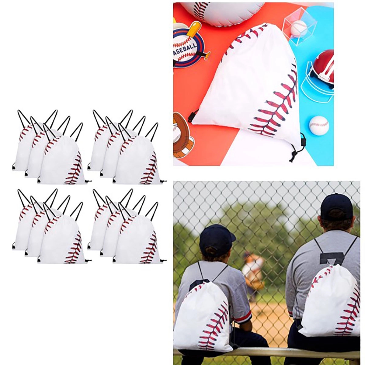 Drawstring Bag Baseball Design Large Capacity 4