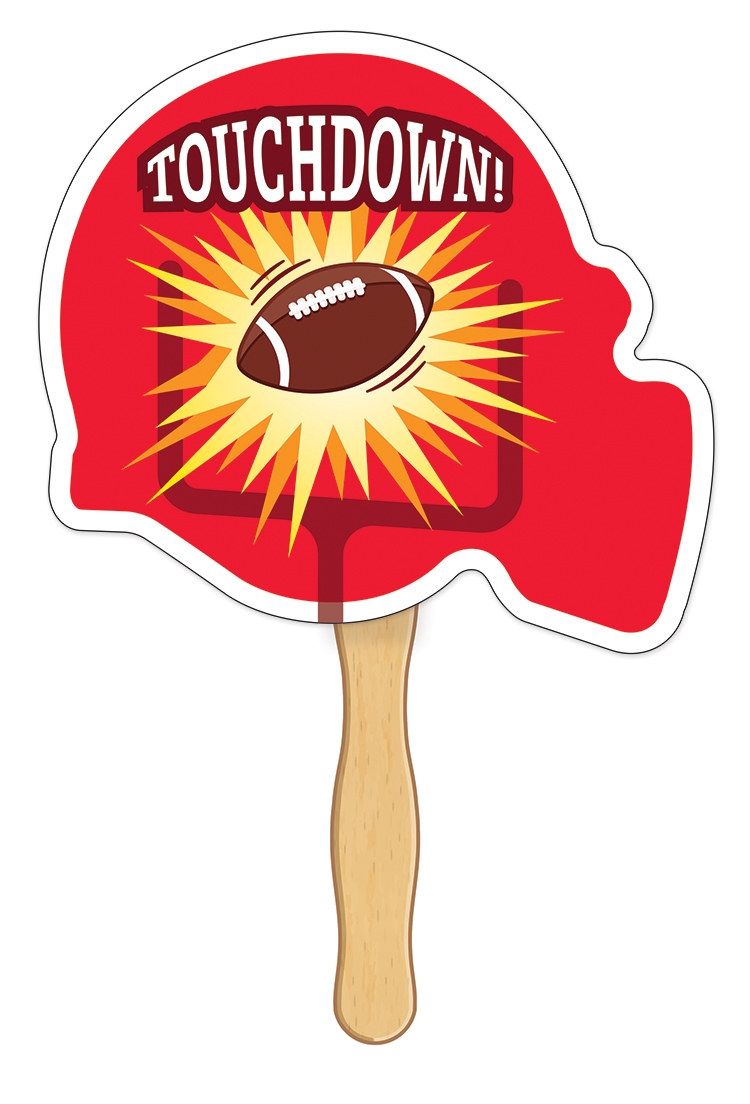 HAND FANS - Full Color, Football Helmet Shaped Hand Fan 2