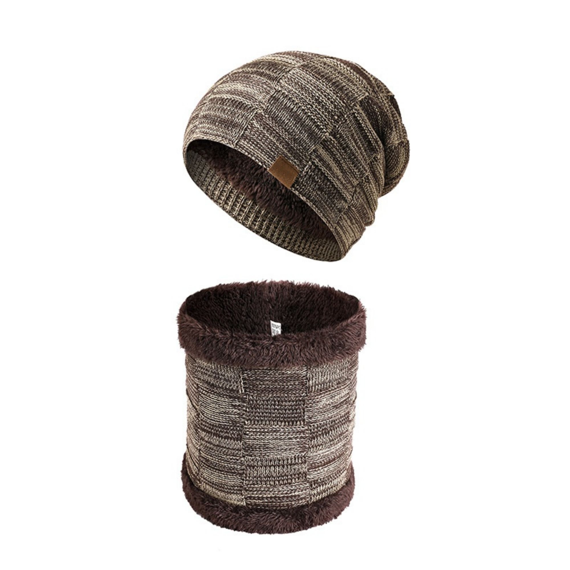 Men's Knitted Beanie Hat With Scarf Set 2