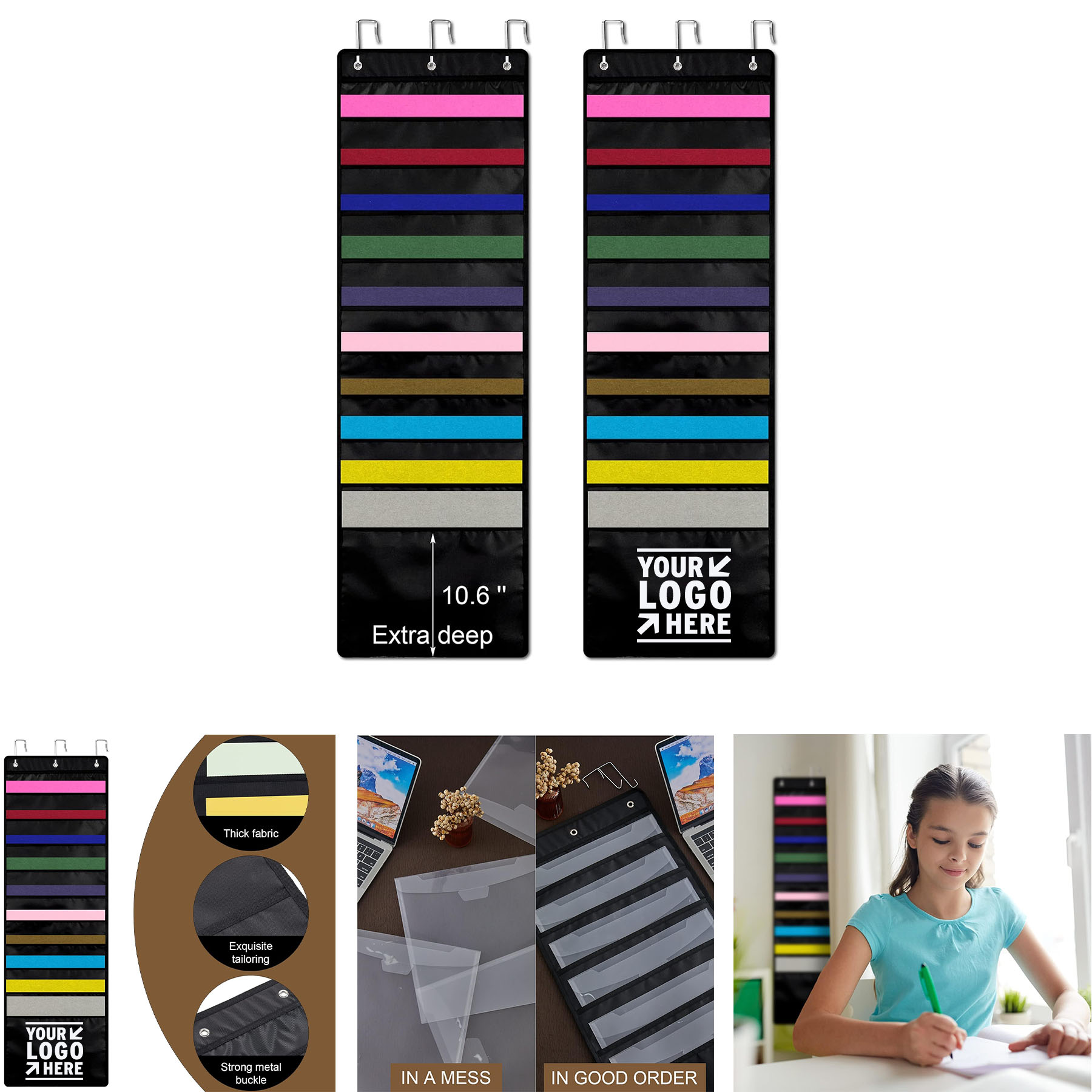 12 x 12 Inch Office Cardstock Paper Storage Scrapbook Hanging Wall File Organizer with Door Hangers 2