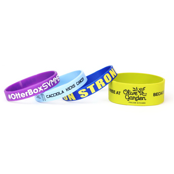 1/2" Silicone Wristband - Silk-Screened 1