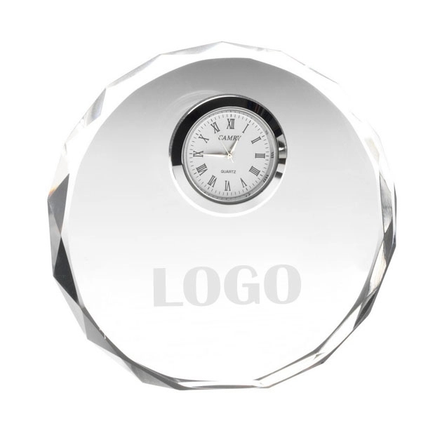 Clear Crystal Round Quartz Clock 2