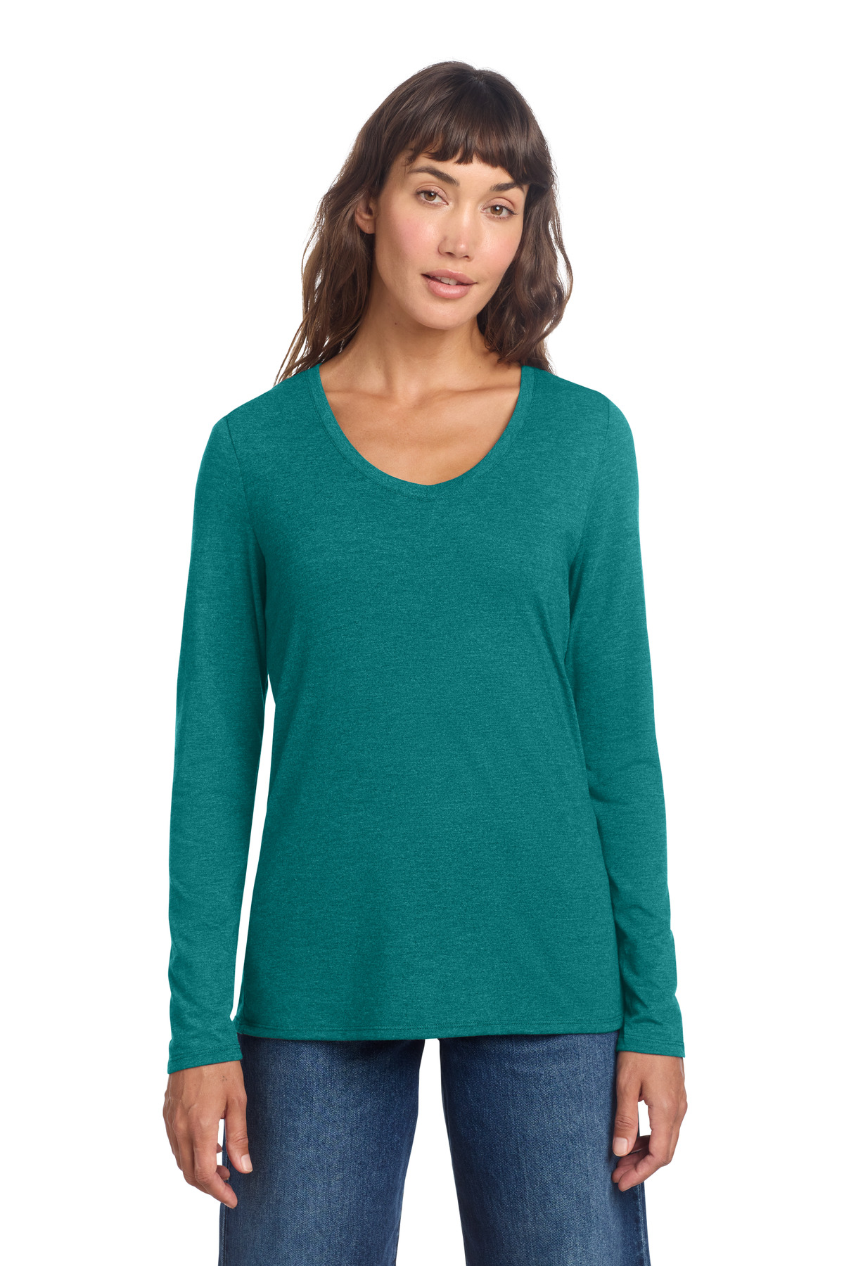 District Women's Perfect Tri Long Sleeve V-Neck Tee DT135 39