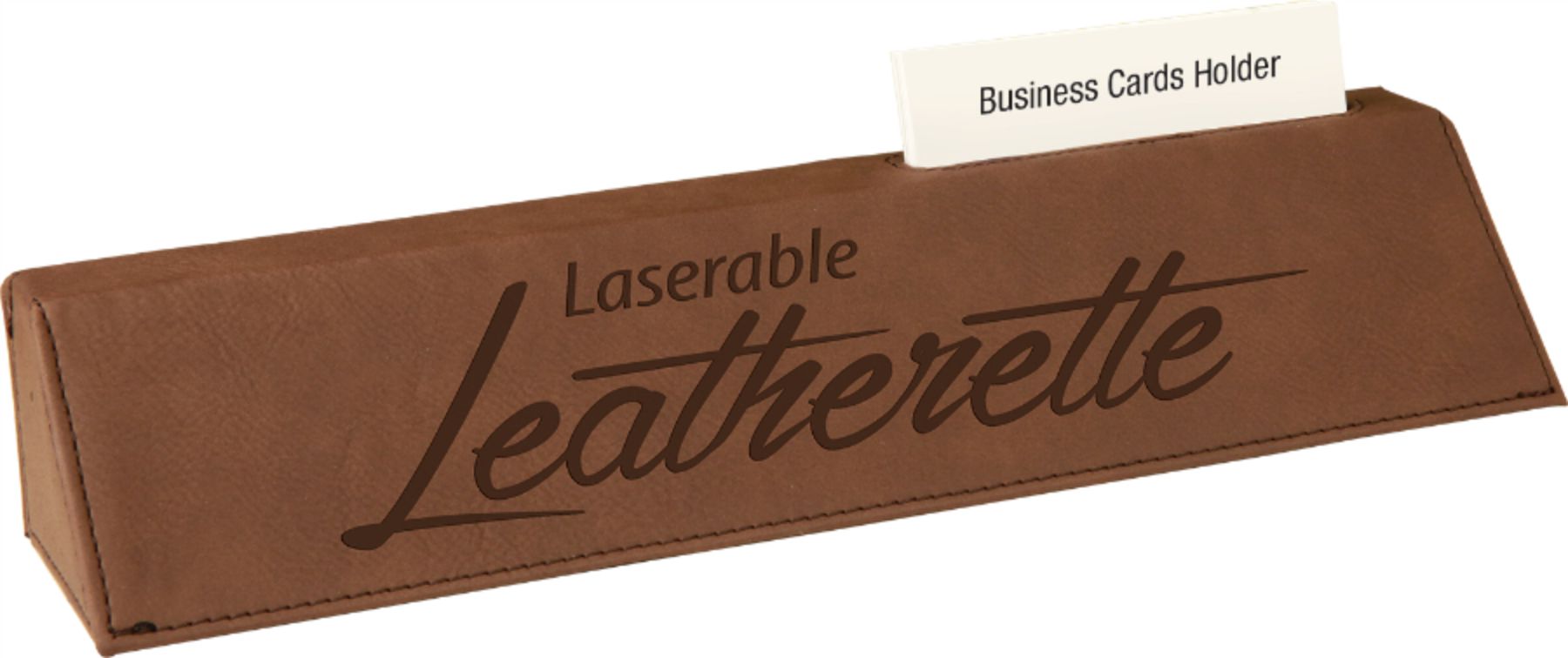 10-3/4" Custom Laser Engraved Leatherette Desk Wedge With Business Card Holder