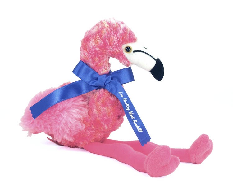 8" Flamingo with ribbon and one color imprint 1