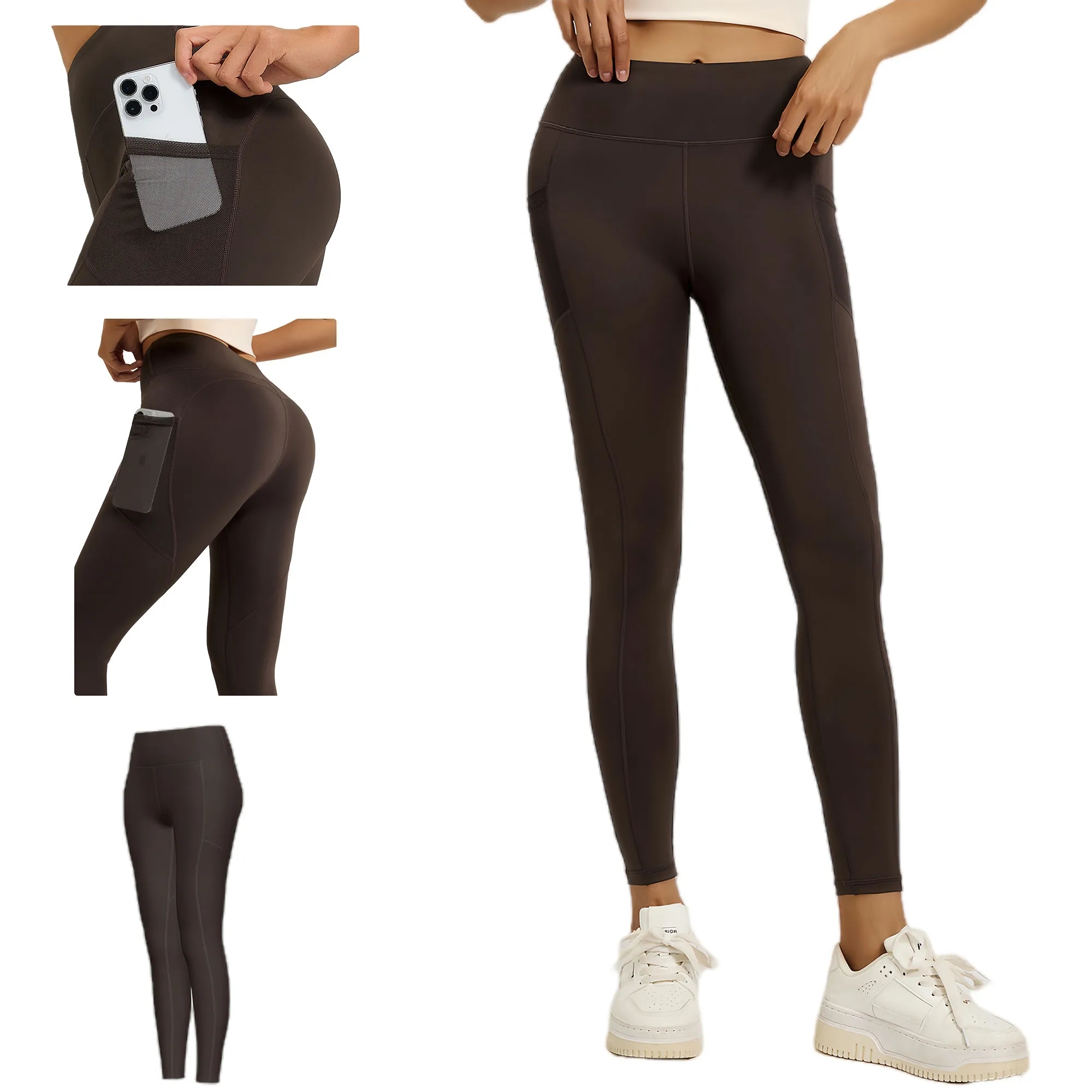 High Waisted Tummy Control Yoga Pants With Mesh Side Pockets 4