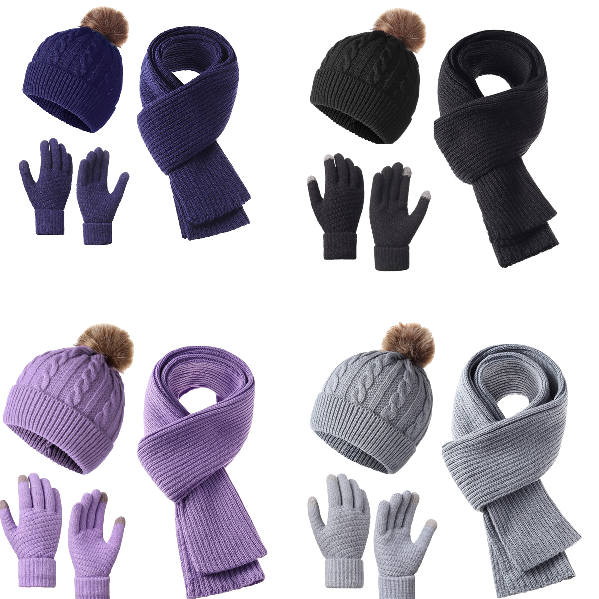 Winter Hat, Gloves And Scarf Set 3
