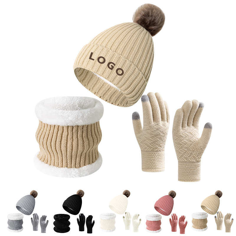 Cold Weather Knit Hat, Scarf & Touchscreen Gloves Set 5