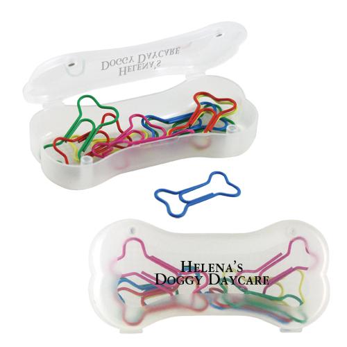 Dog Bone Shaped Paper Clips & Case