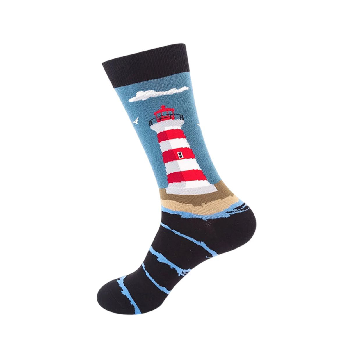 Cotton Crew Socks with Jacquard Pattern 11