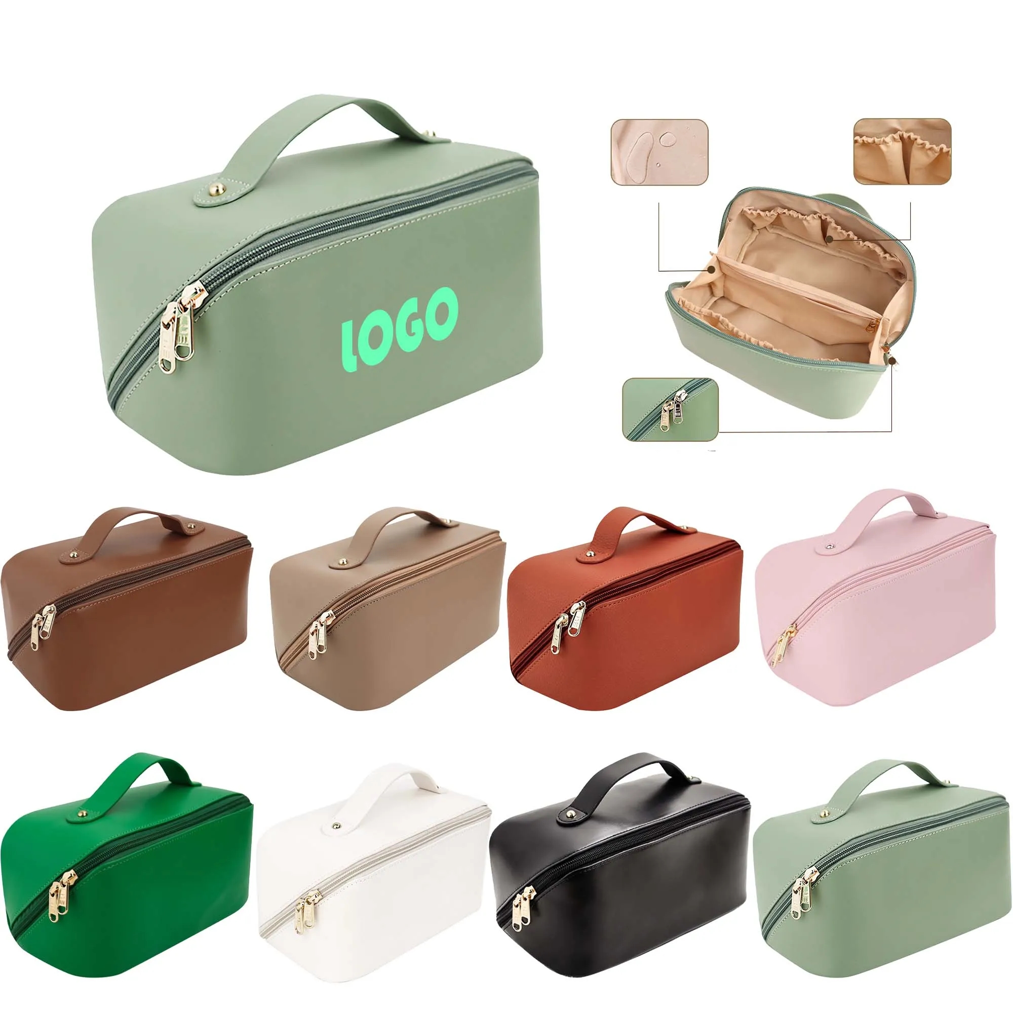 Large Capacity PU Leather Makeup Toiletry Bag