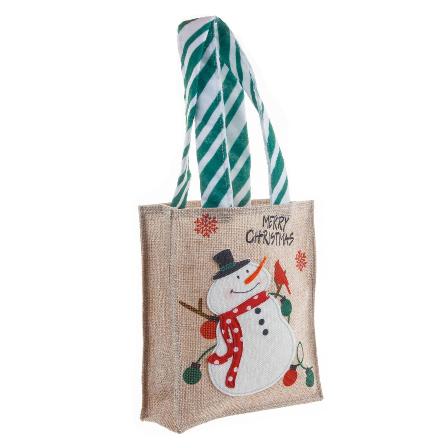 Christmas Hand Snowman Tote Bag Xmas Party Favors 4