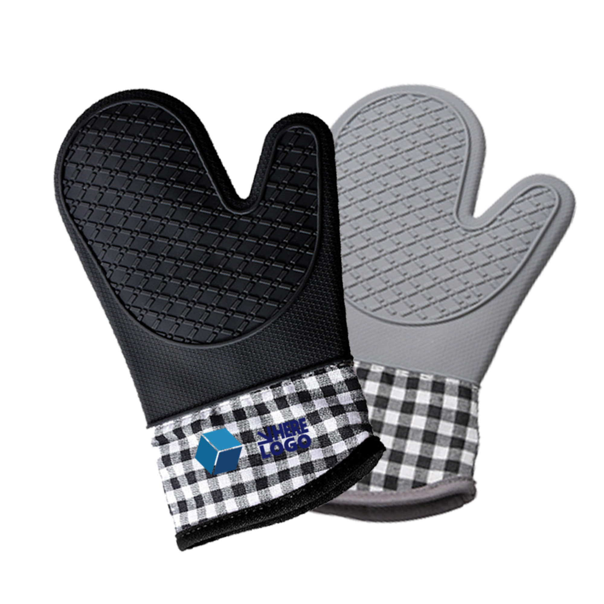 Silicone Oven Mitts 600Fahrenhe Heat Resistant Non-Slip Grip 2