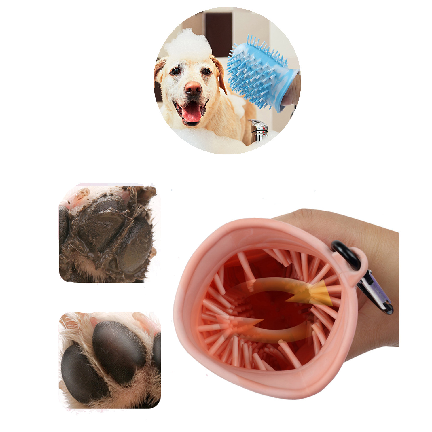 Soft Rubber Pet Paw Cleaner & Pet-Hair Bursh 6
