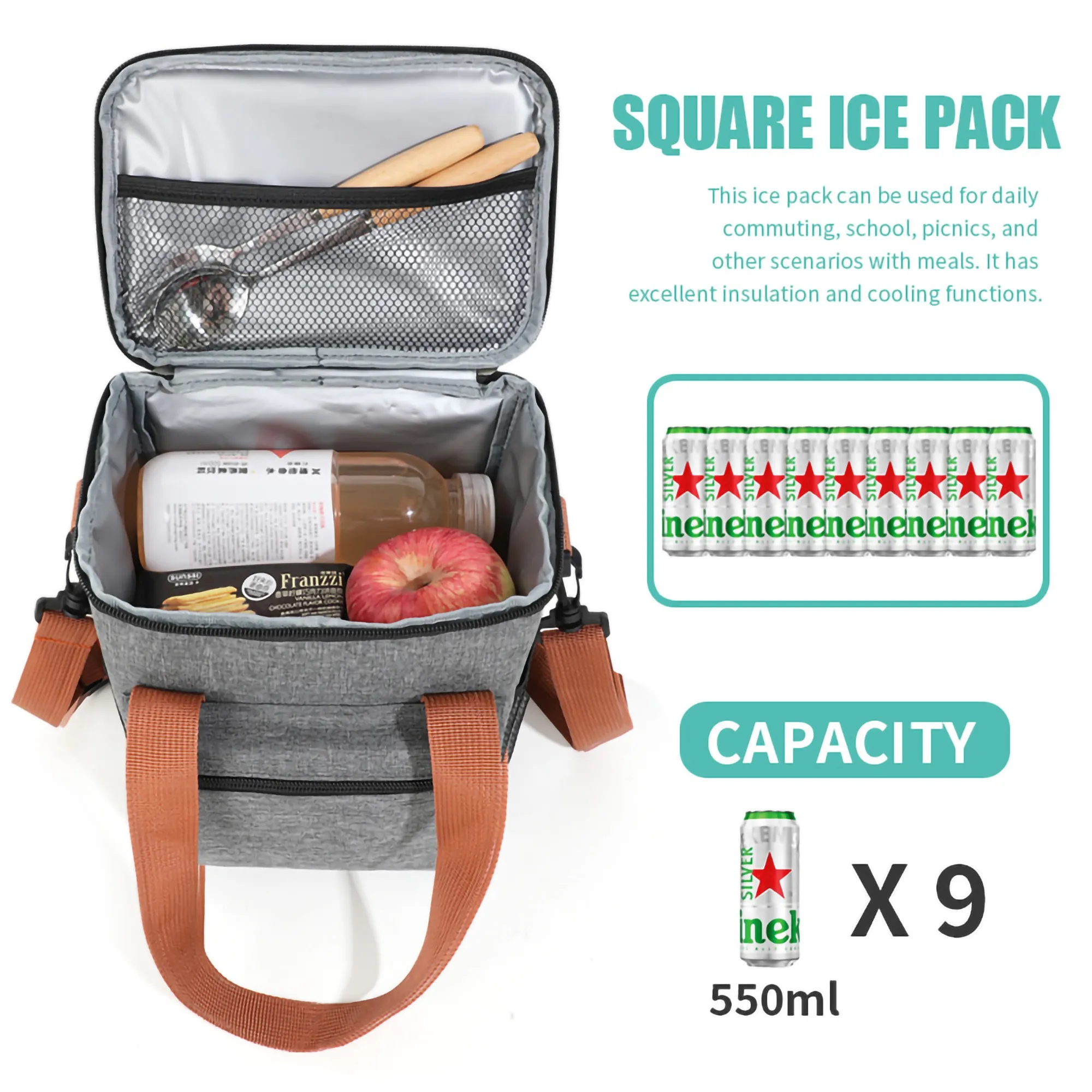 Insulated Portable Big Leakproof Crossbody Lunch Cooler Bag 6