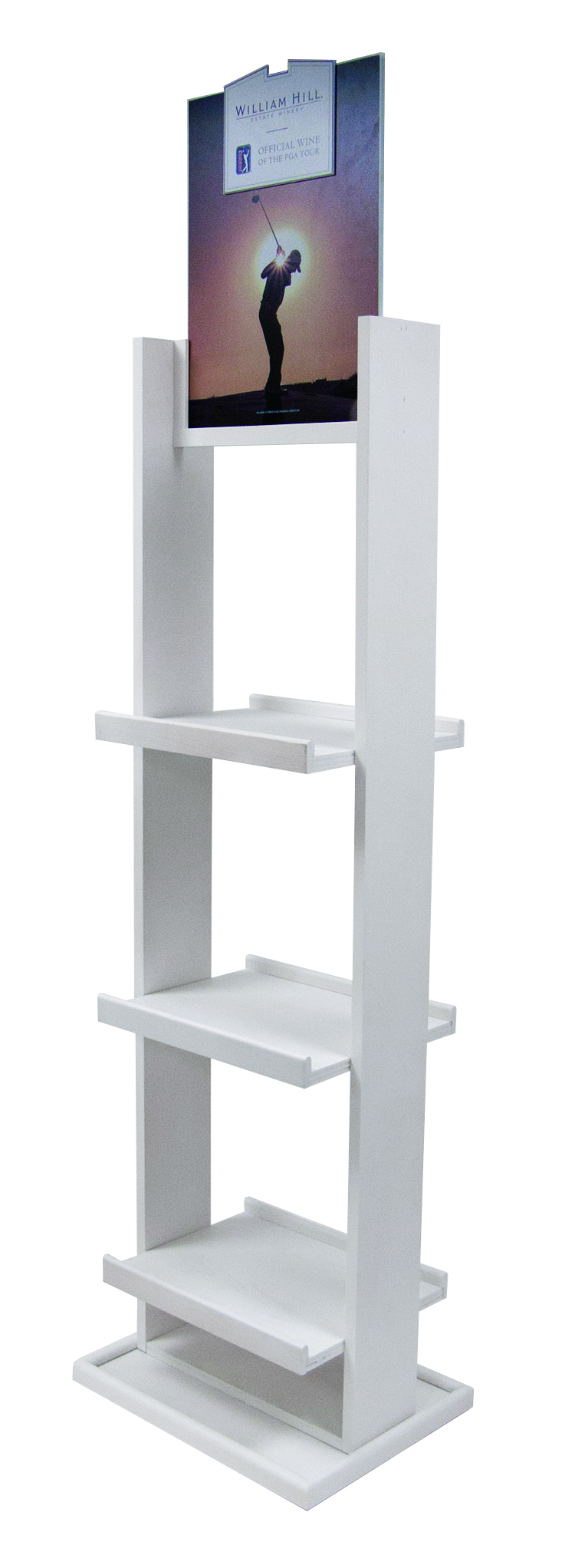 Floor 60"h Wine Bottle Display - (3) shelves w/ Header 6
