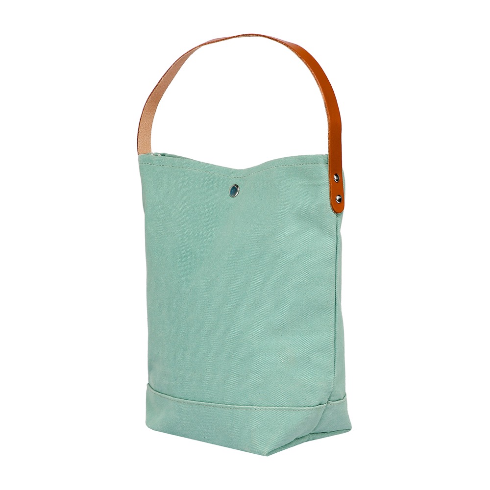 18 Oz. Super Heavy Canvas Bucket Tote w/Leather Handle 12