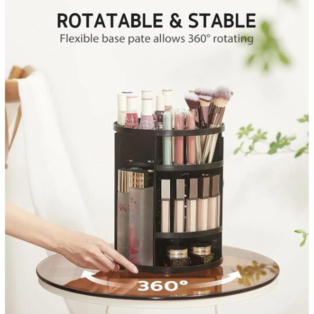 360 Rotating Adjustable Bathroom Makeup Storage Holder 6