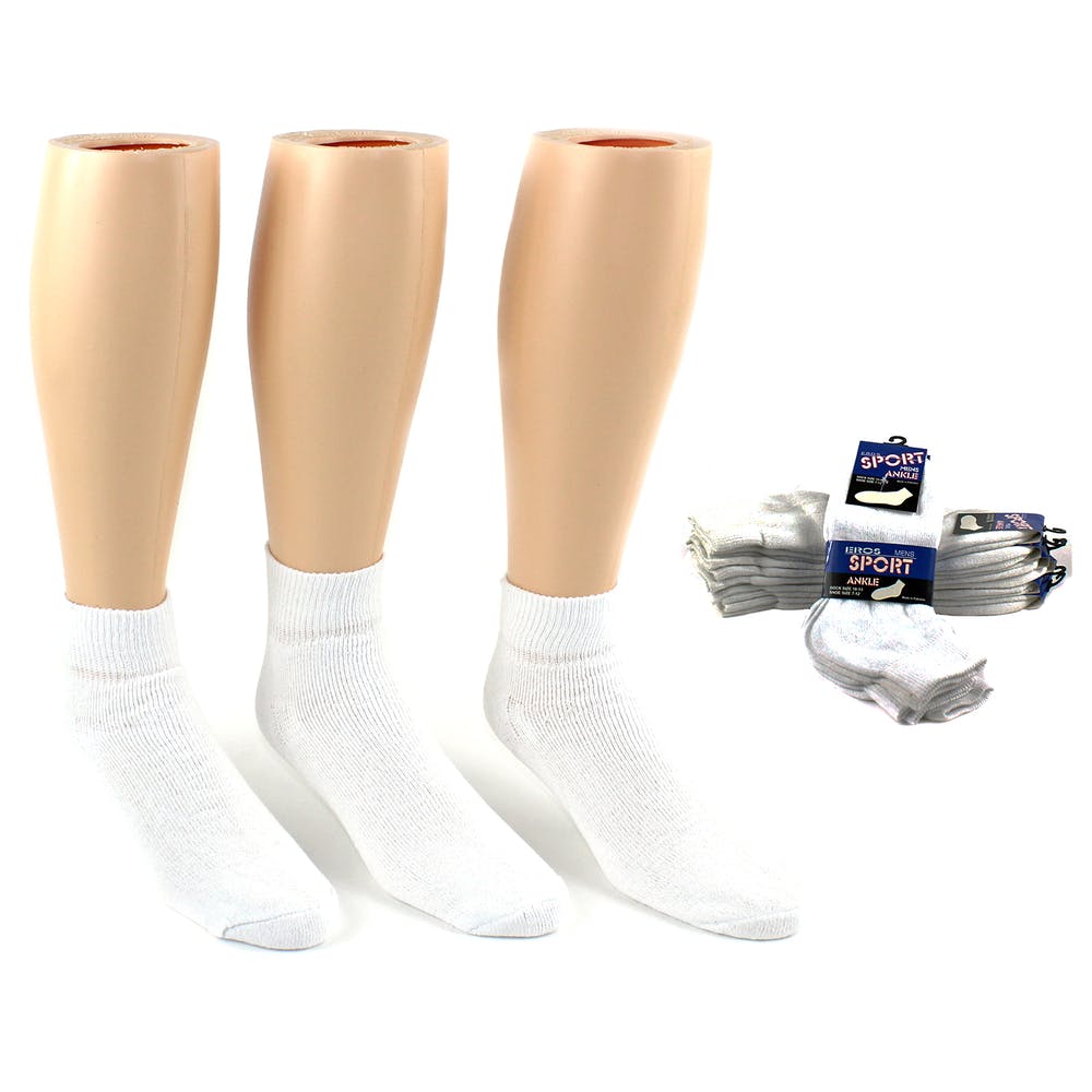 Men's Ankle Socks - White 10-13 3 Pair 2
