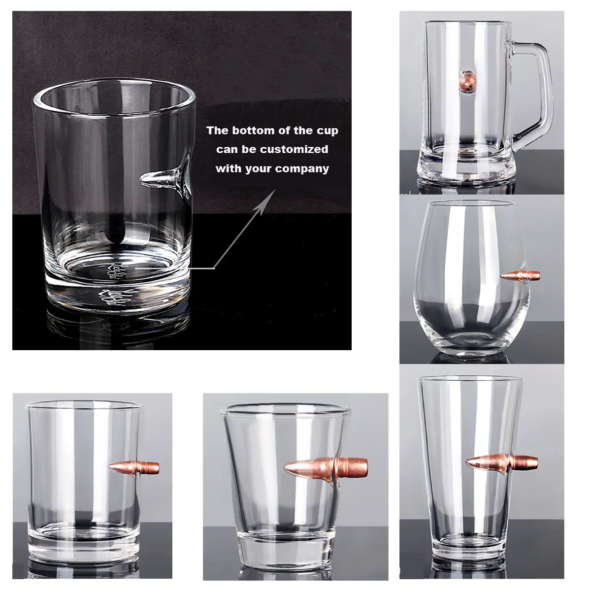 10oz WHISKEY GLASS Embedded Bullet 4