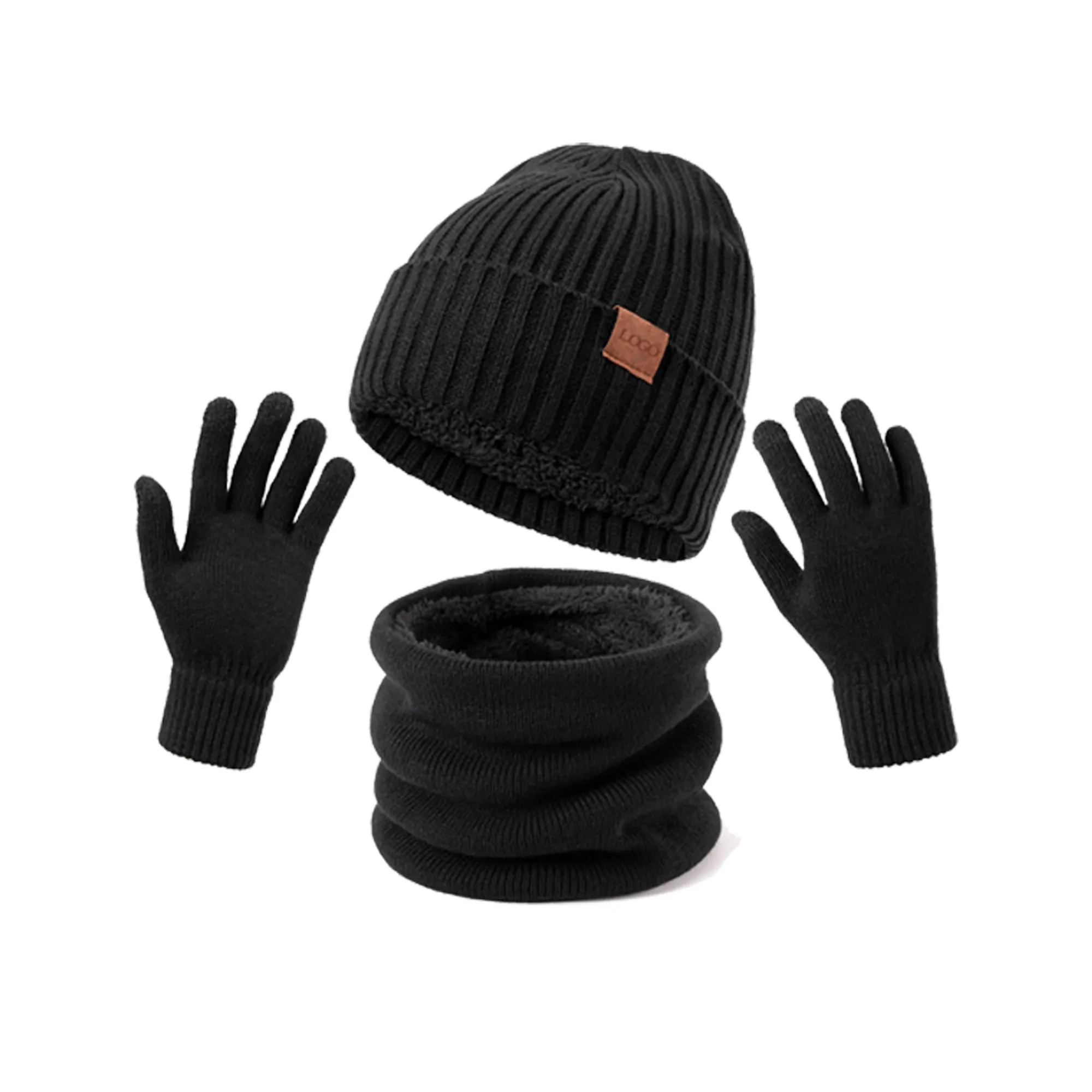 3 Pcs Winter Hat Scarf Gloves Set for Women Men 2