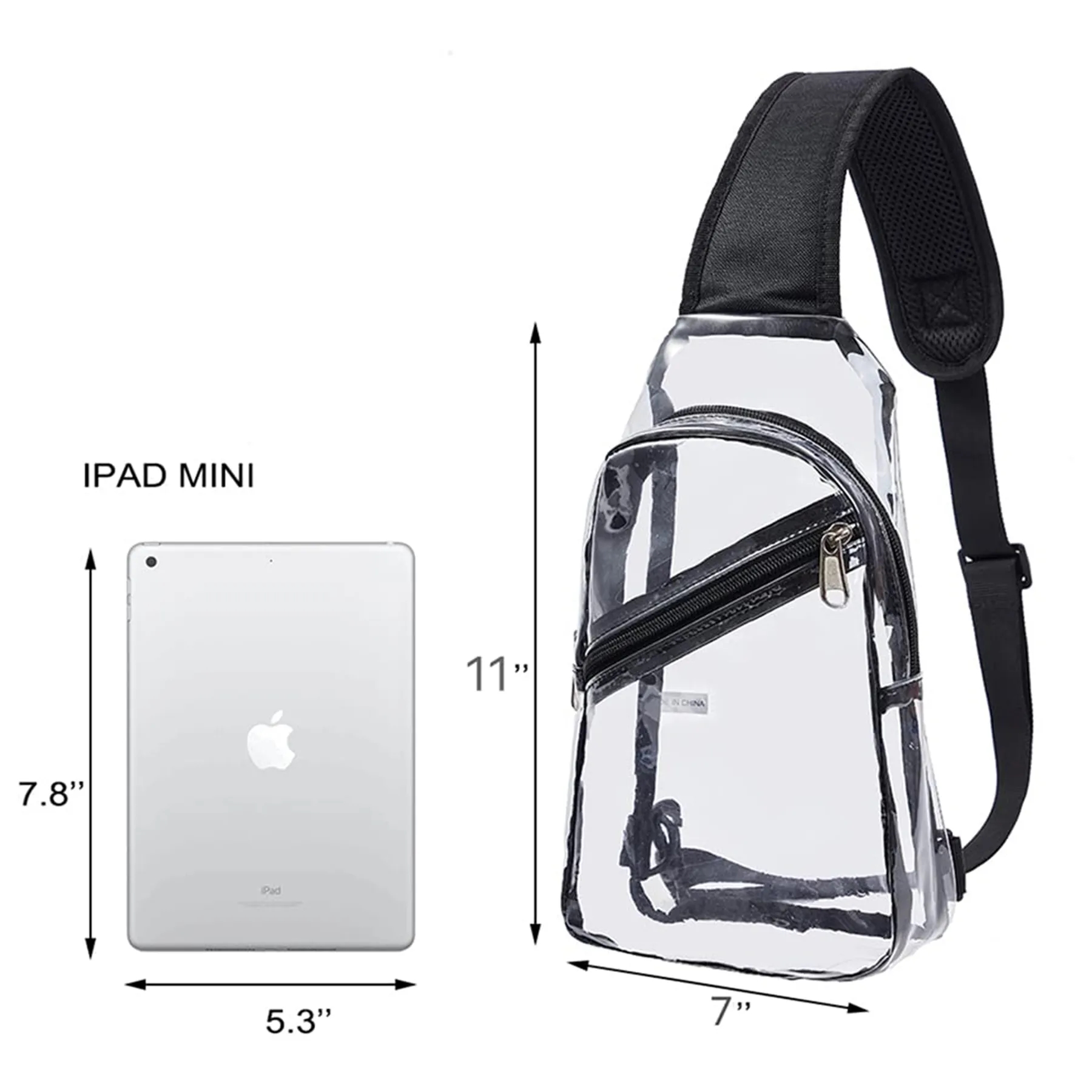 11"x 7" Clear Sling Bag Chest Backpack with Front Pocket 4
